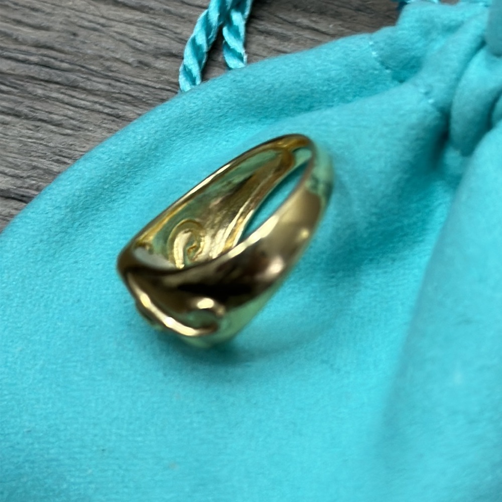 Rare Carribean Opal 14K Yellow Italian Gold Stamped Ring with Swirl - Picture 7 of 15